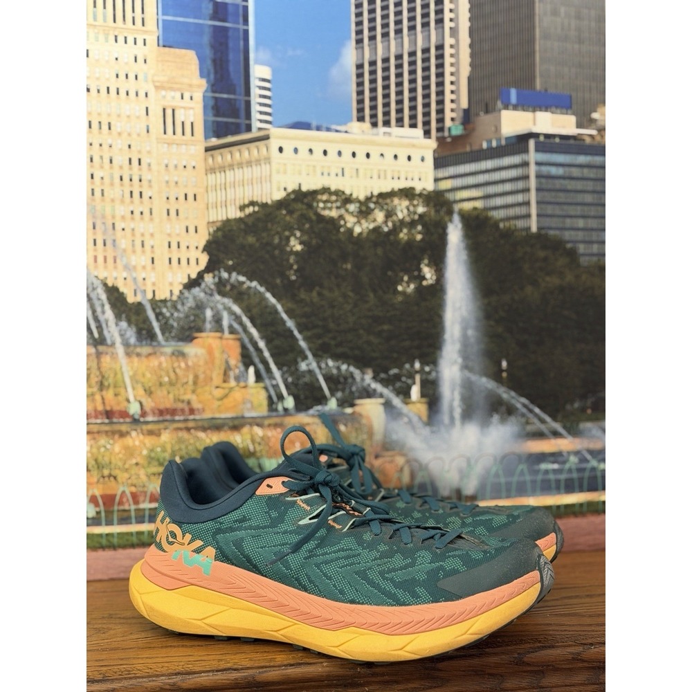Hoka One One Womens Tecton X Sneakers Size 11B Green Orange Shoes 1123162-DTWGR